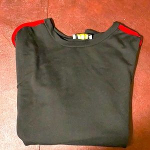 Red side stripped black women’s top.